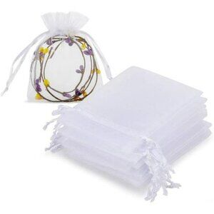 100pcs white organza jewelry bags drawstring gift pouches small candy favor